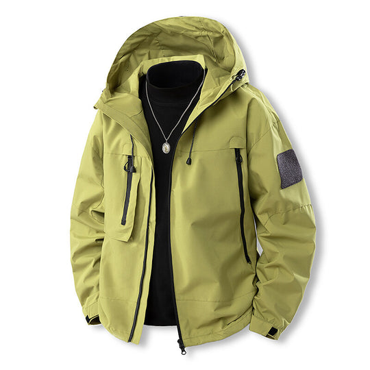Herren wasserfeste Multifunktionsjacke mit Kapuze und praktischen Taschen R&B