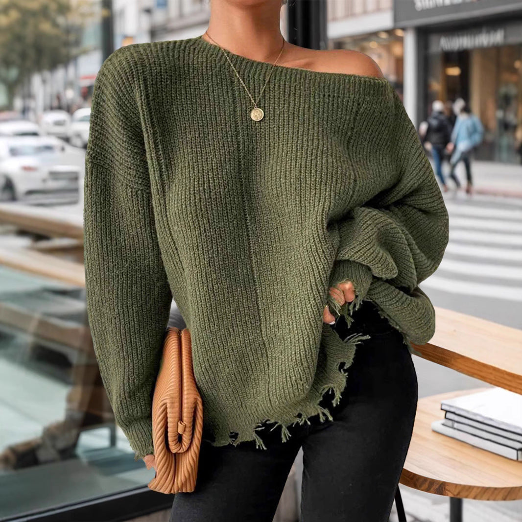Damen Baumwollpullover mit lässigem Oversized-Schnitt R&B