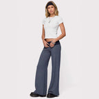 Damen weite Lounge-Hose mit elastischem Bund und maritimem Streifenmuster R&B