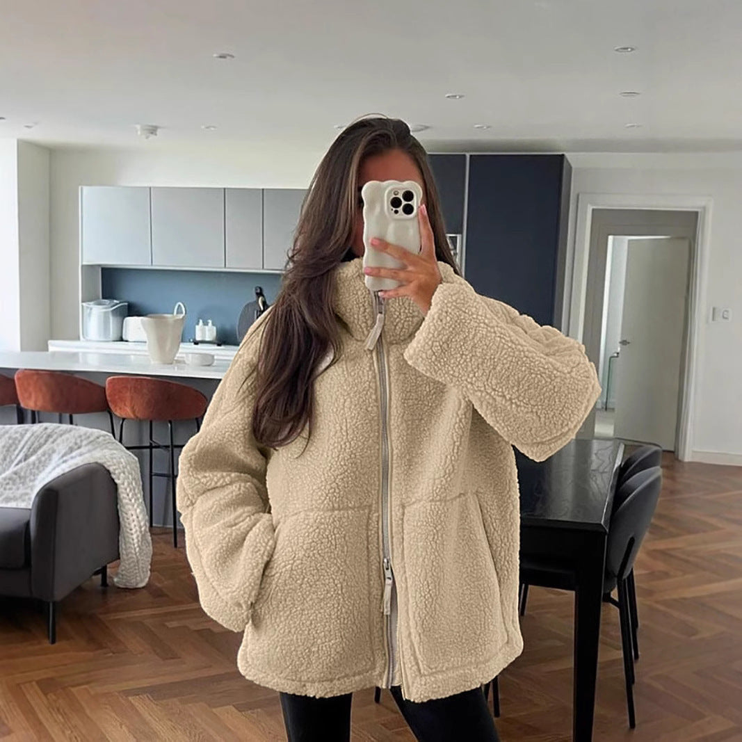 Damen Fleecejacke mit hohem Kragen und praktischen Taschen R&B