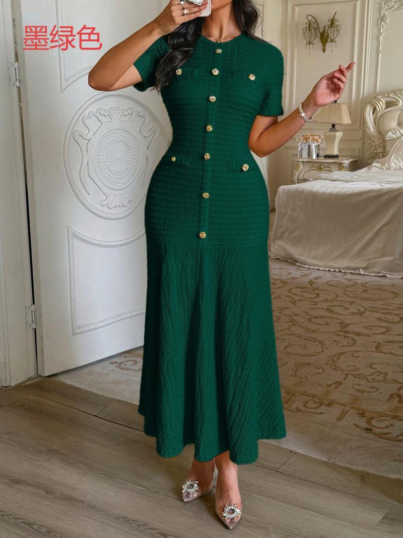 Damen Maxikleid mit eleganten Knopfdetails und strukturiertem Stoff R&B