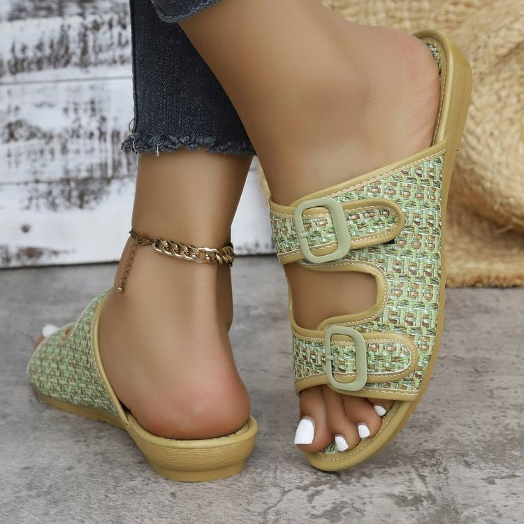 Damen Komfortable Riemchen-Sandalen mit doppelt verstellbaren Schnallen R&B