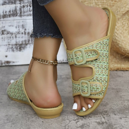 Damen Komfortable Riemchen-Sandalen mit doppelt verstellbaren Schnallen R&B