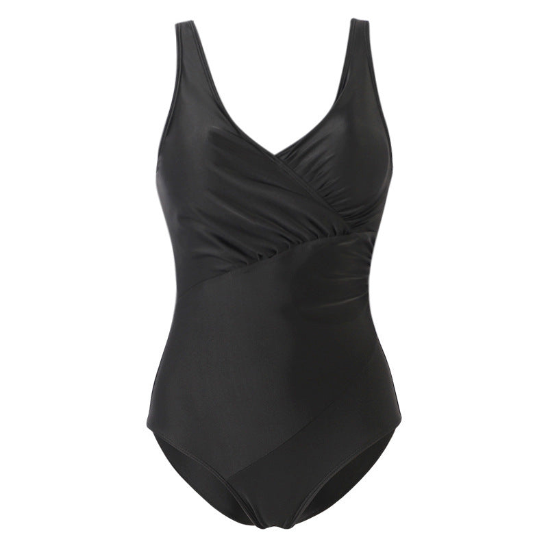 Damen Eleganter Einteiler Badeanzug mit Wickeloptik R&B