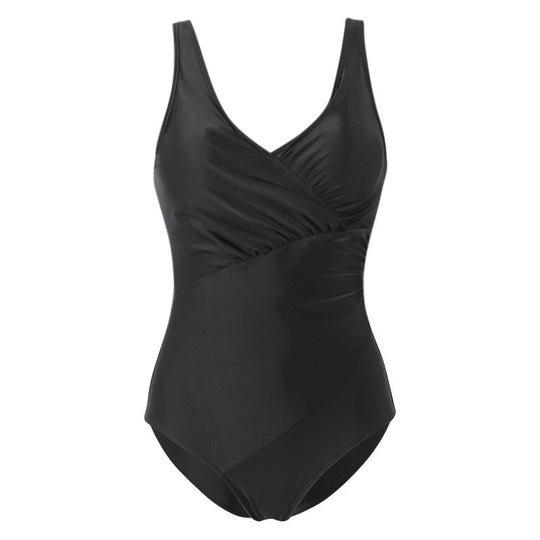 Damen Eleganter Einteiler Badeanzug mit Wickeloptik R&B
