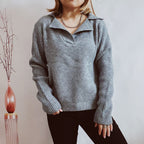 Damen lässiger Pullover mit modernem Rippdesign R&B