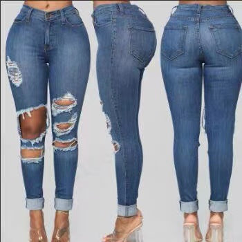 Damen Skinny-Jeans mit Riss-Design