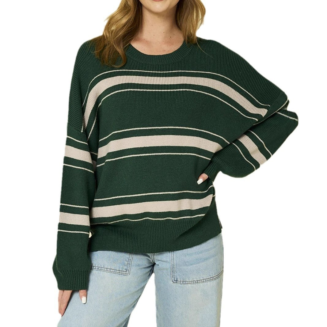 Damen lässiger Pullover mit modernen Streifen R&B