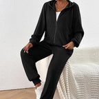 Damen Lässiges Set aus strukturiertem Hoodie und Jogginghose R&B
