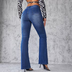 Damen Flared Jeans mit hohem Taillenbund und modischer Waschung R&B