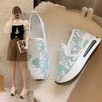 Damen Slip-On Sneakers mit floraler Stickerei R&B