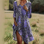 Damen Freizeitkleid mit modischem V-Ausschnitt und Seitenschlitz R&B