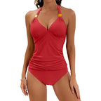 Damen Tankini mit Gerafftem Oberteil und Hohem Bund R&B