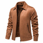 Herren Kunstlederjacke mit strukturiertem Design und seitlichen Reißverschlusstaschen