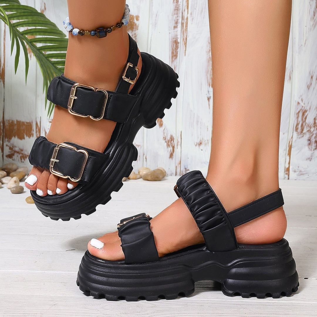 Damen Plattform Sandalen mit Riemen und Schnalle R&B