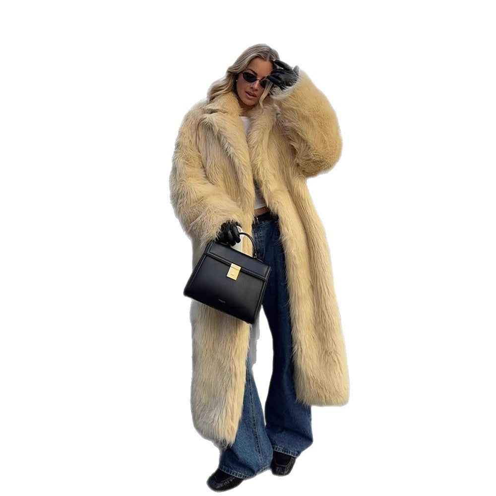 Damen Kunstfellmantel mit voluminösen Ärmeln und elegantem Schnitt R&B
