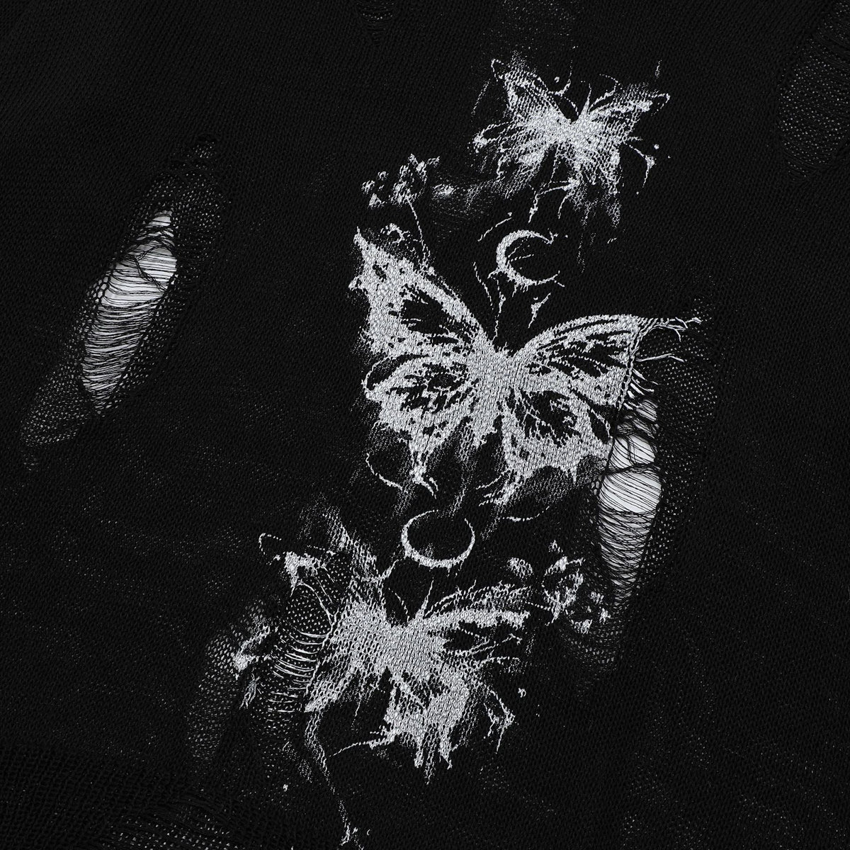 Damen oversized Pullover mit grafischem Print und distressed Details R&B
