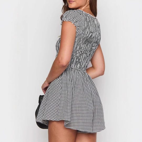 Damen Eingekräuseltes Kurzkleid mit V-Ausschnitt und Rüschendetails R&B