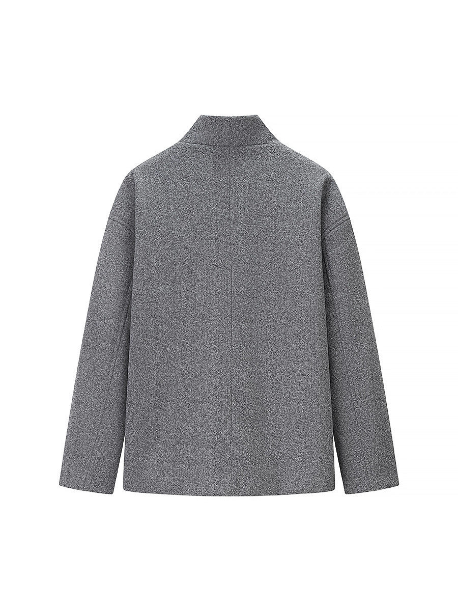 Damen elegante Winterjacke mit doppelter Knopfleiste und Stehkragen R&B