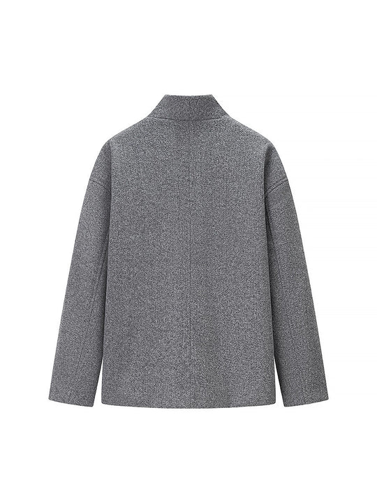 Damen elegante Winterjacke mit doppelter Knopfleiste und Stehkragen R&B