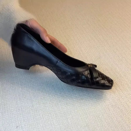 Damen elegante Ballerinas mit geflochtenem Design und modischem Schleifenakzent R&B