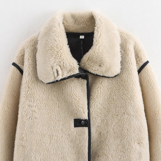 Damen kuschelige Teddyjacke mit modernem Schnitt und großen Taschen R&B