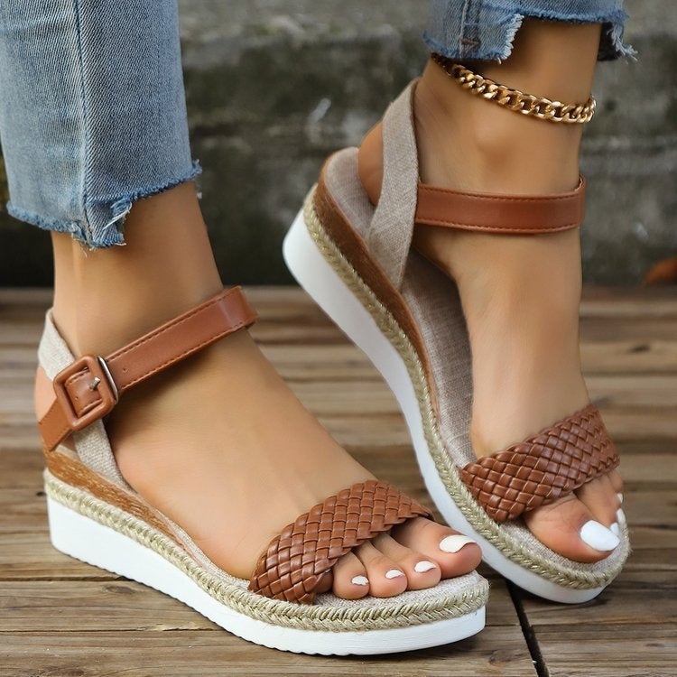 Damen Wedge-Sandalen mit geflochtenem Obermaterial und rutschfester Sohle
