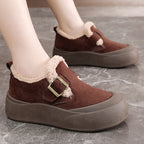 Damen bequemes Slipper mit wärmendem Innenfutter und modischem Schnallen-Design R&B