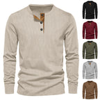 Herren lässiges Langarm-Henley-Shirt mit strukturiertem Rippdesign und modischen Knopfdetails R&B