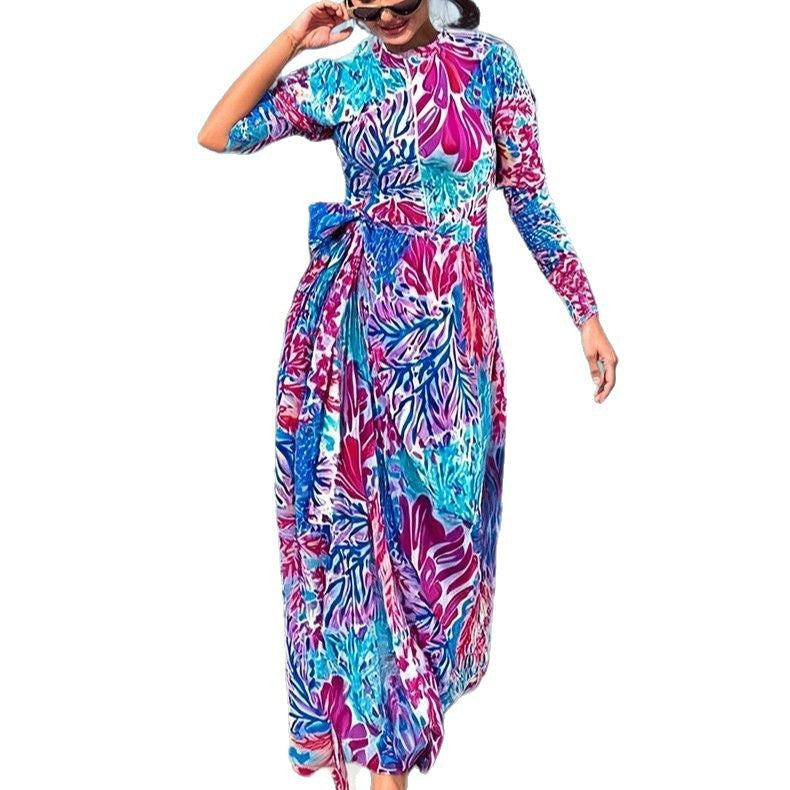 Damen Maxikleid mit floralem Druck und Schleifendetail R&B