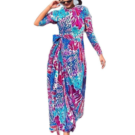 Damen Maxikleid mit floralem Druck und Schleifendetail R&B