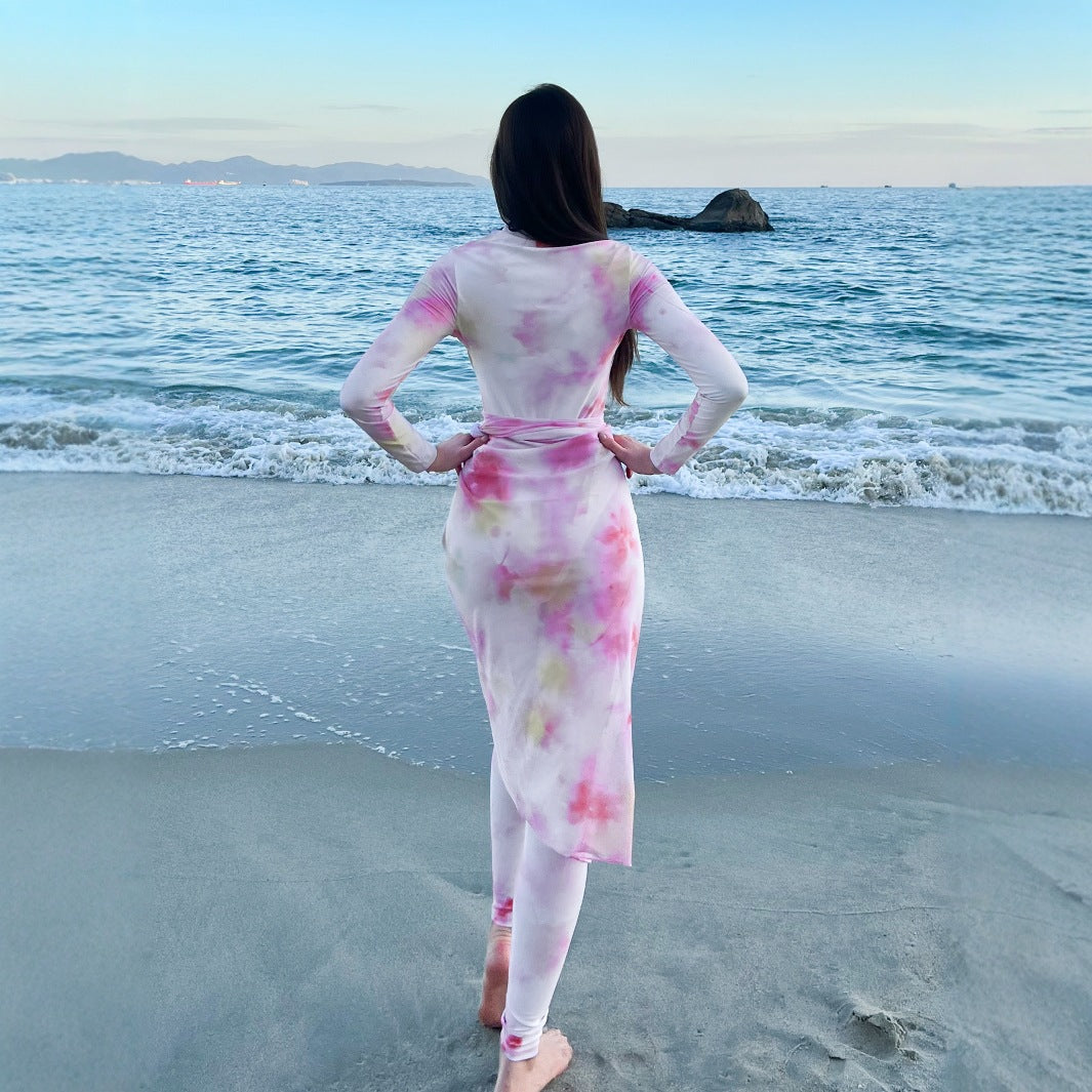 Damen Sportlicher Langarm-Badeanzug mit figurformendem Design R&B