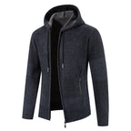 Herren Strickjacke mit Kapuze und modernen Strukturelementen R&B