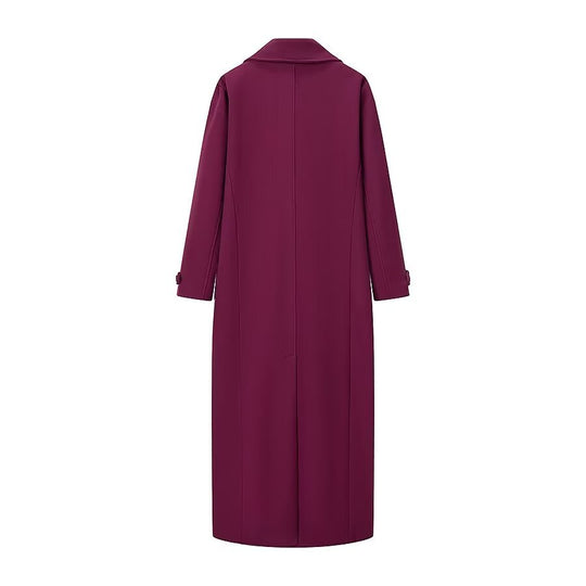 Damen eleganter und lässiger Langmantel mit doppelter Knopfreihe R&B
