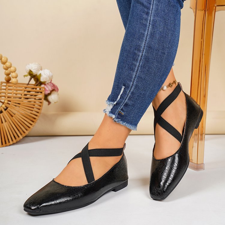 Damen Elegante und bequeme Ballerinas mit überkreuzten Riemen R&B