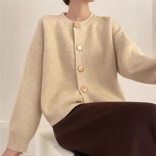 Damen Gemütlicher Strickcardigan mit Knopfdetail R&B