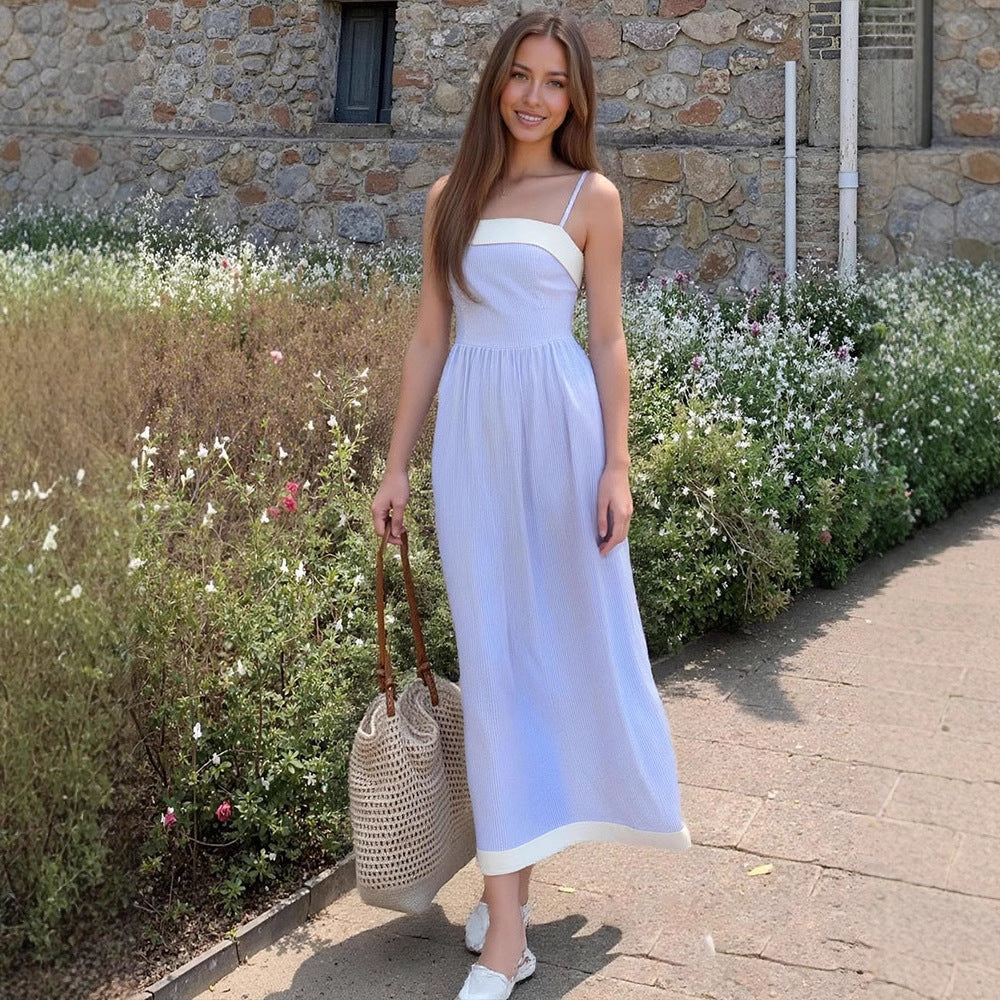 Damen Maxikleid mit feinen Streifen und elegantem Schnitt EB