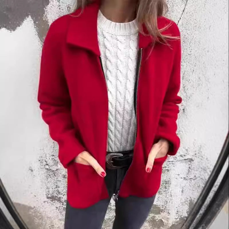 Damen kuschelige Fleecejacke mit kurzen Kragen R&B