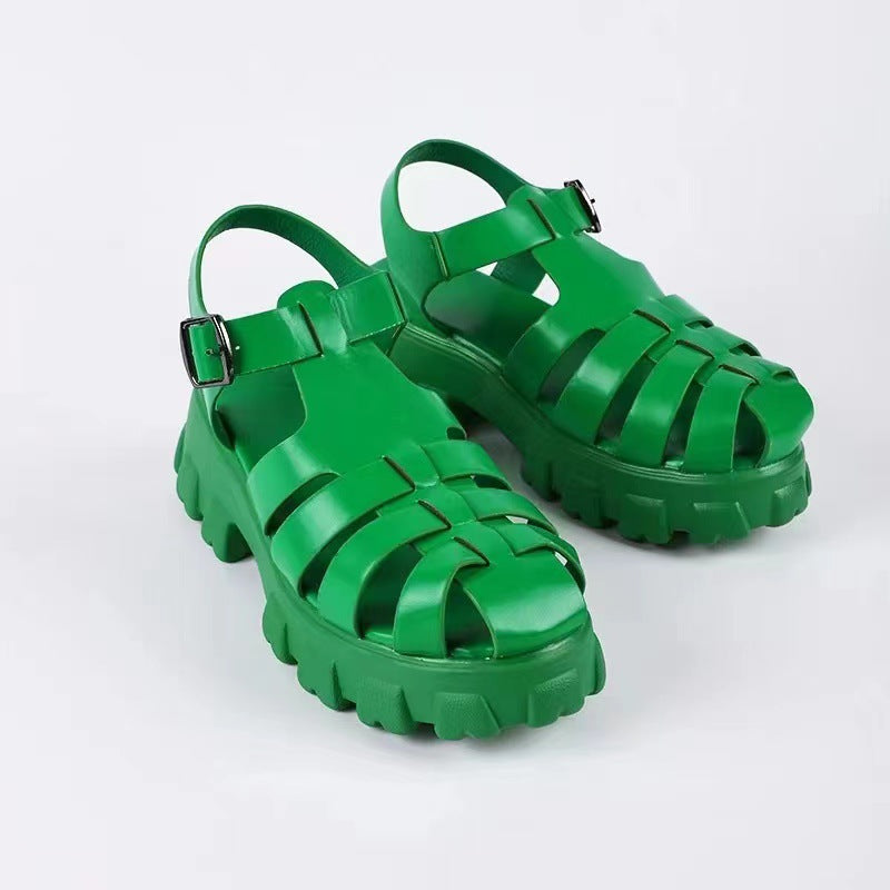 Damen stylische Plateau-Sandalen mit verstellbaren Riemen R&B