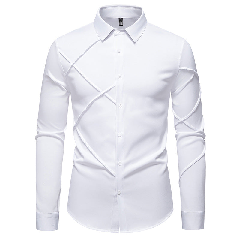 Herren Langarmhemd mit asymmetrischem Design R&B
