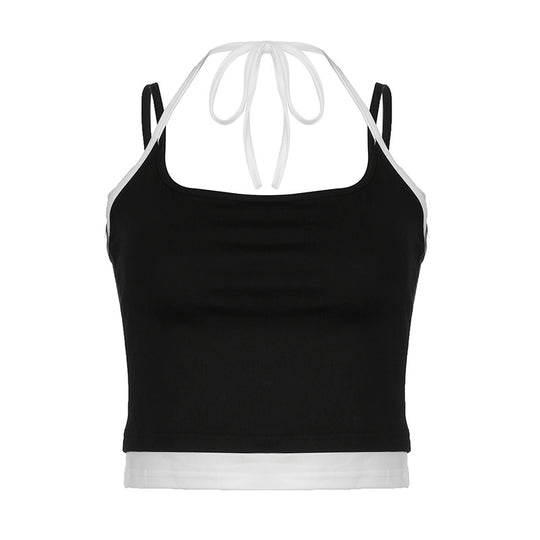 Damen Sportliches Crop-Top mit verstellbaren Trägern und neutralem Design R&B
