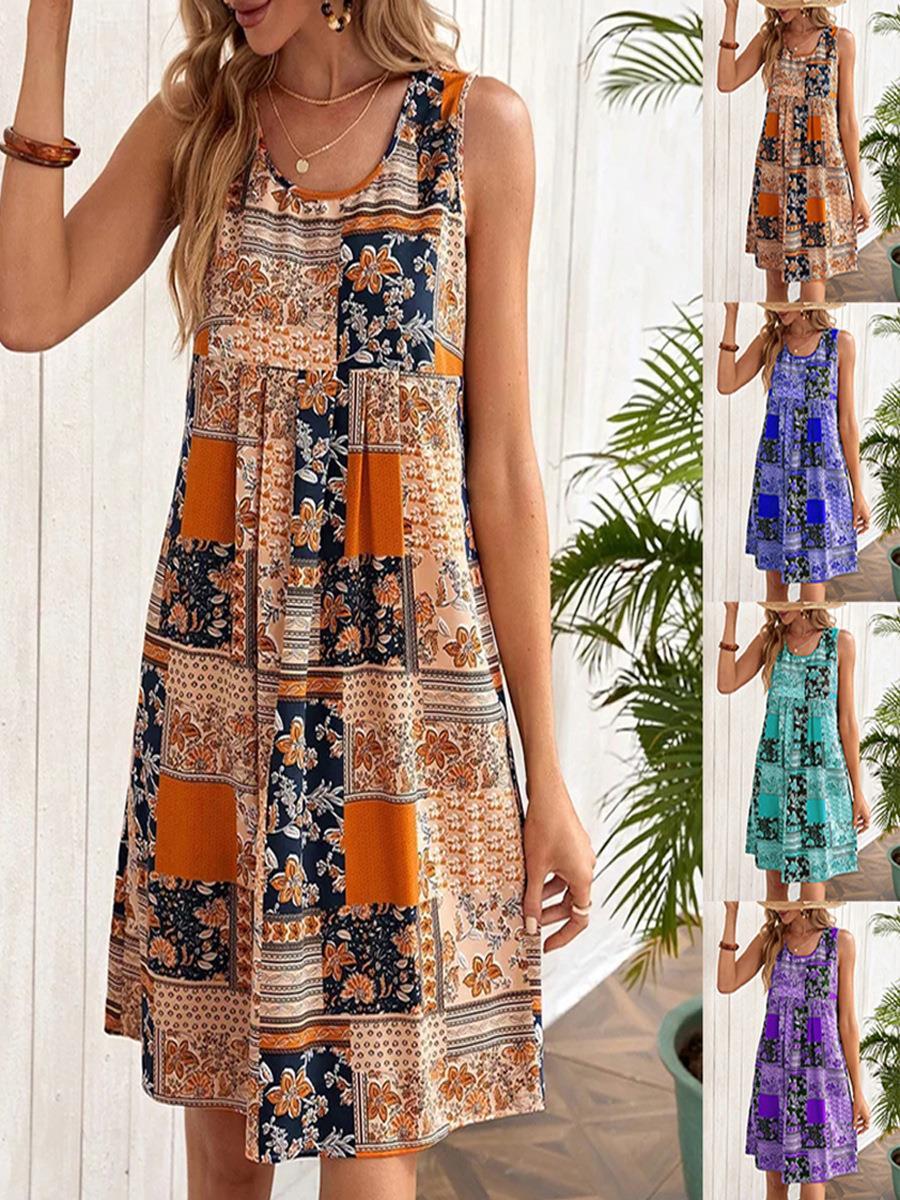 Damen Sommerkleid mit floralem Patchwork-Design R&B