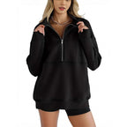 Damen Sweatshirt mit halbem Reißverschluss und oversized Schnitt R&B