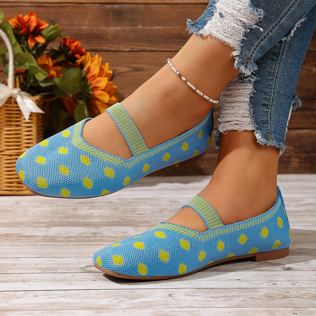Damen Ballerinas mit elastischem Riemen und Polka-Dots R&B