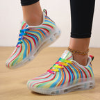 Damen nan leichter Muster-Sneaker mit elastischem Canvas-Obermaterial, gepolsterter Fersenstütze und segmentierter Flexlaufsohle R&B