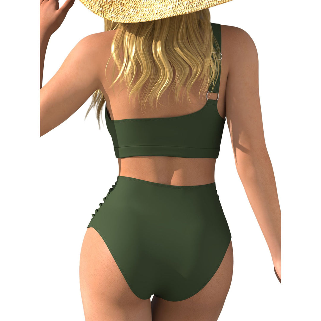 Damen Hochgeschnittener Bikini mit asymmetrischem Oberteil R&B