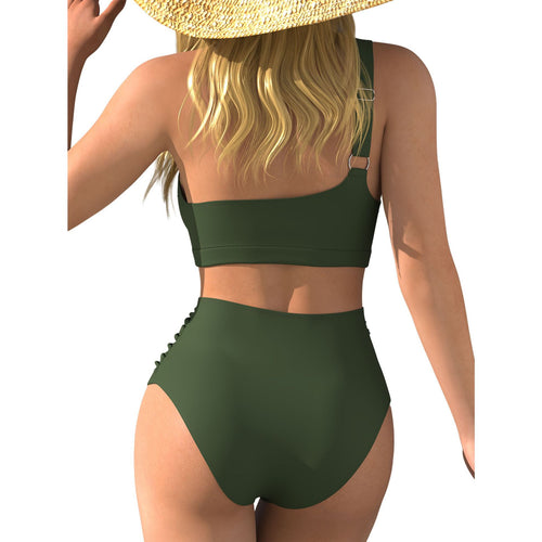 Damen Hochgeschnittener Bikini mit asymmetrischem Oberteil R&B