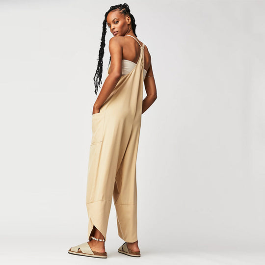 Damen Lässiger Jumpsuit mit weitem Bein und seitlichen Taschen R&B