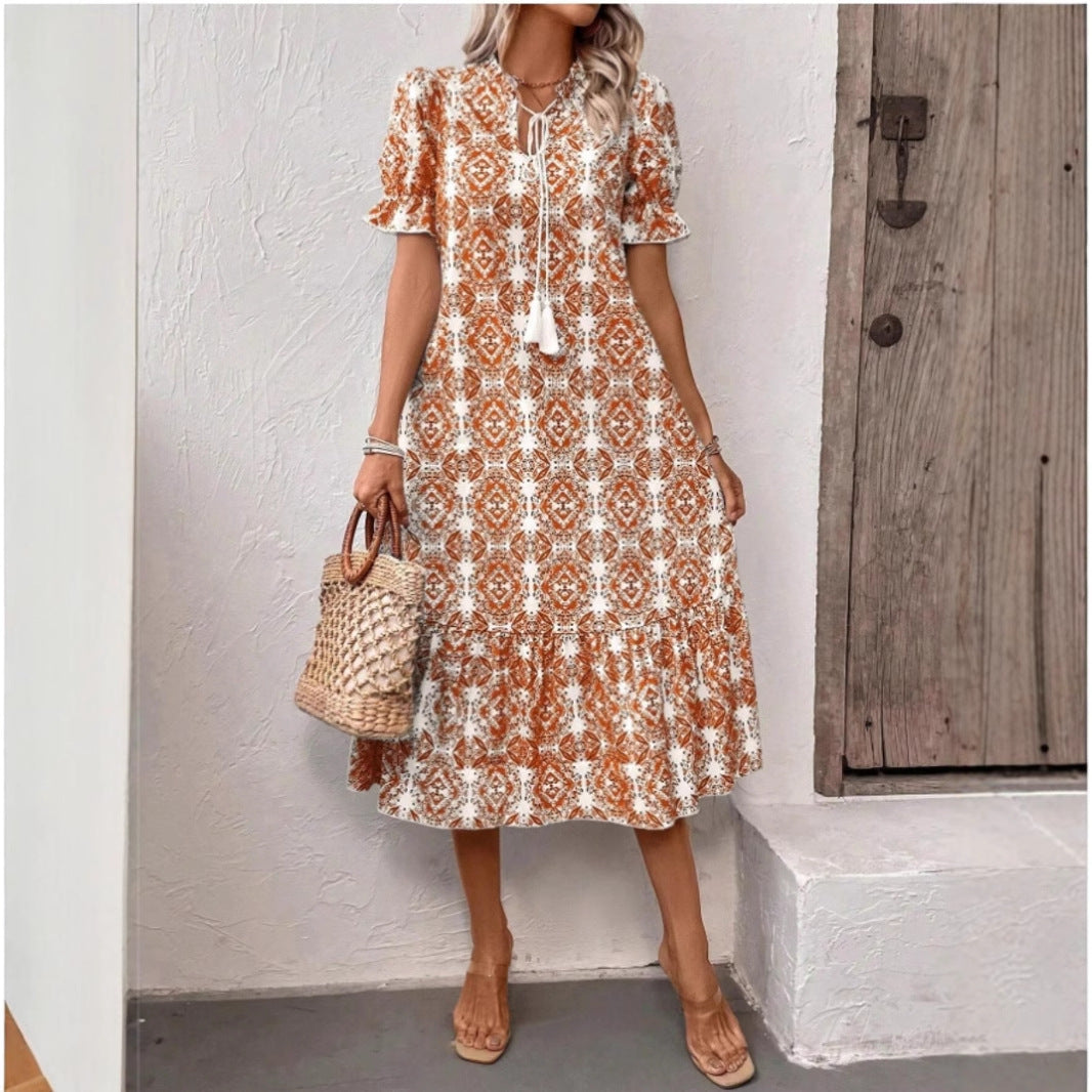 Damen Sommerliches Tunika-Kleid mit eleganten Schnüroptionen R&B