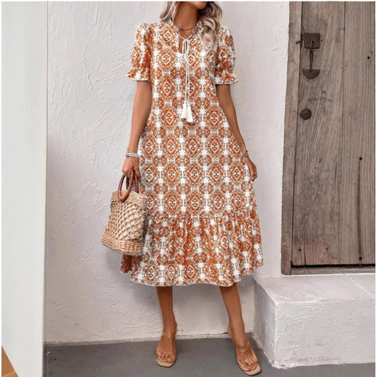 Damen Sommerliches Tunika-Kleid mit eleganten Schnüroptionen R&B